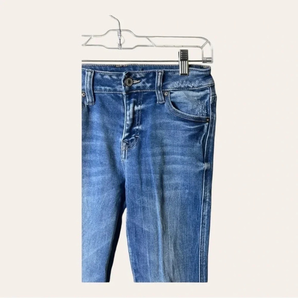 0857. KANCAN DENIM JEANS SIZE 24 DISTRESSED‎ WITH SHARK BITE HEM - Picture 2 of 10